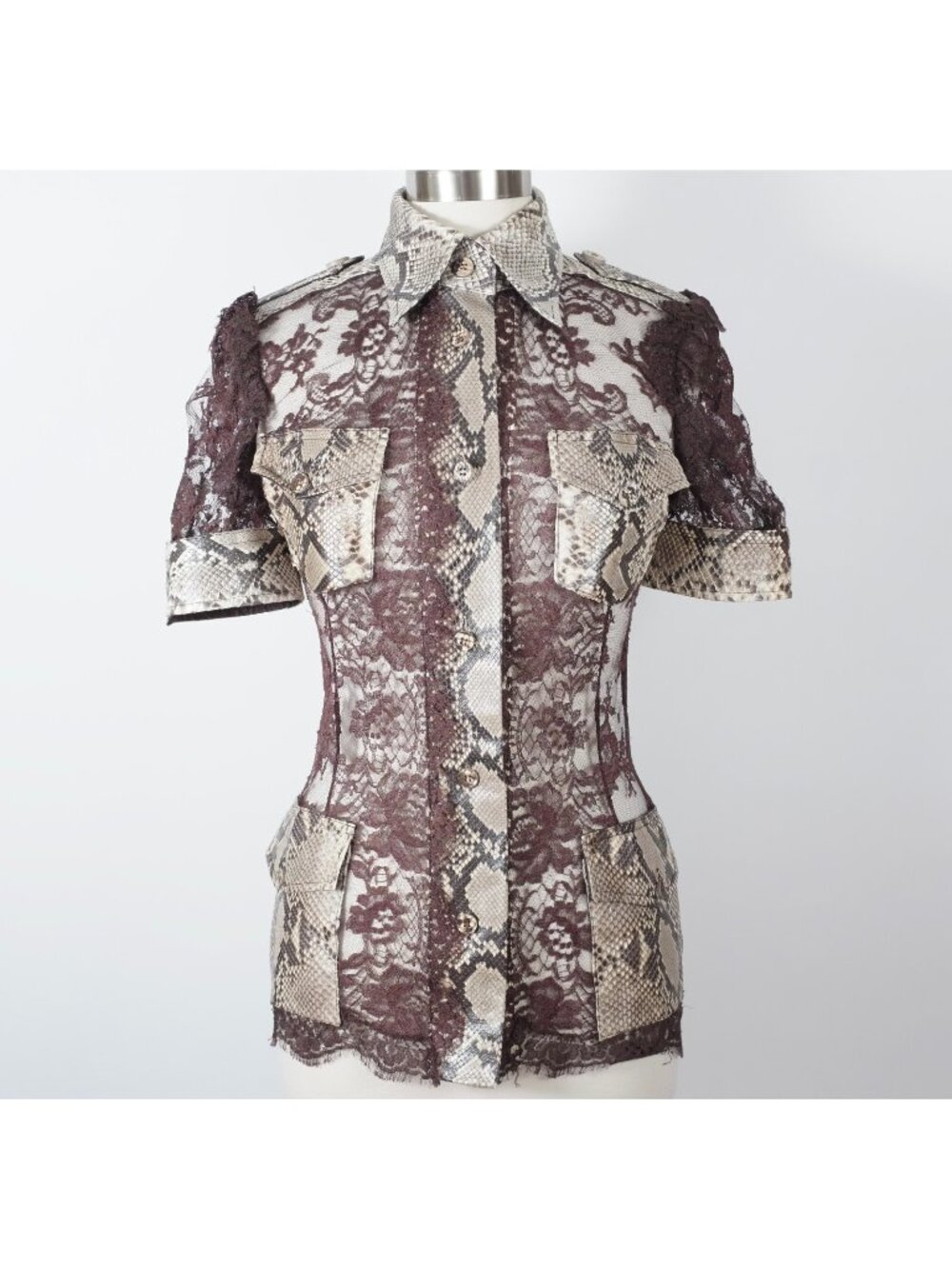Dolce&Gabbana 42 US 6 python lace blouse jacket dress Sp 2005 snakeskin